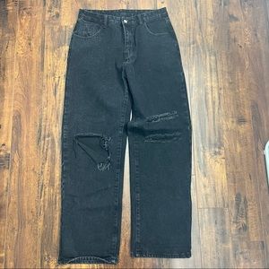 Black Washed Out Ripped Baggy Jeans